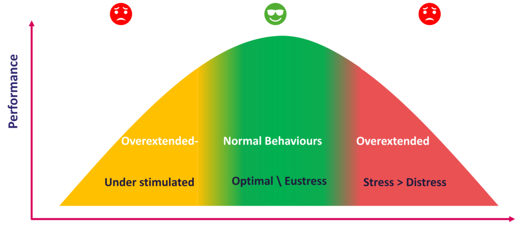 Yerkes-Dodson Curve, which shows how performance increases with stress up to an optimal point. Too little stress, and the team lacks urgency. Too much, and creativity and productivity collapse under the weight. (Yerkes, R. M., & Dodson, J. D. (1908). The relation of strength of stimulus to rapidity of habit-formation. Journal of Comparative Neurology and Psychology, 18(5), 459-482.)