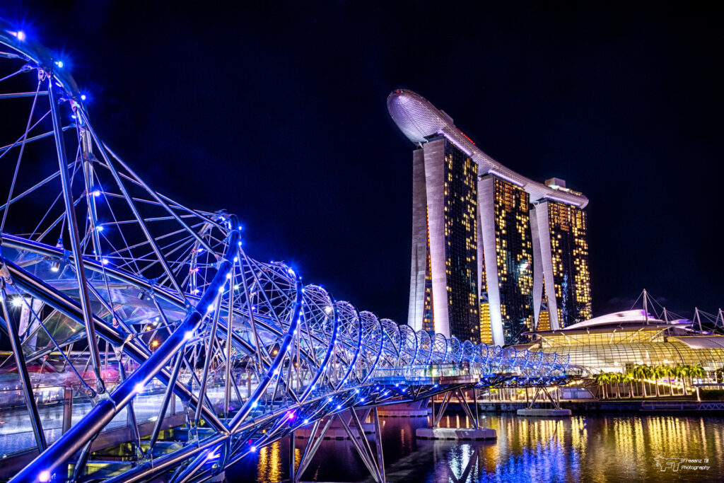 The Helix Bridge, officially The Helix, and previously known as the Double Helix Bridge, is a pedestrian bridge linking Marina Centre with Marina South in the Marina Bay area in Singapore. 